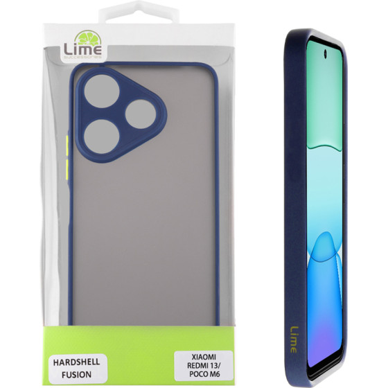 Lime Successories Lime ���� Xiaomi Redmi 13/ Poco M6 4G 6,79'' Hardshell Fusion Full Camera Protection Blue With Yellow KEYS
