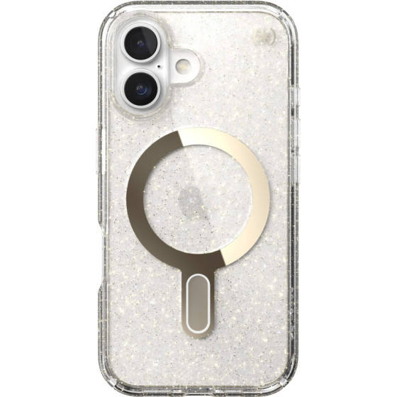 Speck Iphone 16 Case (150694-9221) Presidio Lux + Clicklock (CLEAR/Gold GLITTER)