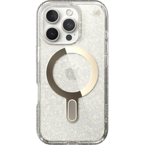 Speck Iphone 16 Pro Case (150706-9221) Presidio Lux + Clicklock (CLEAR/Gold GLITTER)