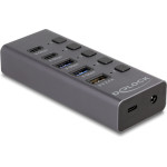 DeLock Usb Hub �� ���������, 5x �����, 5Gbps, USB/USB-C �������, ���� - (64248)
