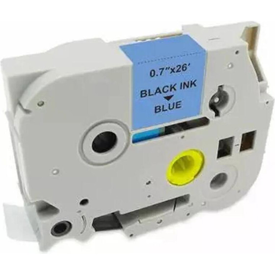 MediaRange Plastic Tape Cassette For Label Printers Using Brother TZ-541/TZe-541 18mm 8m Laminated Black On Blue - (MRBTZ541)