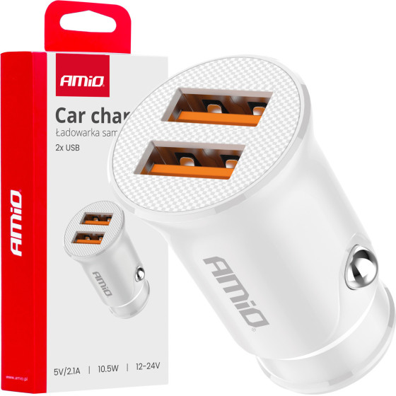 AMiO ��������� �������� 12/24V �� 2 ����� 2xUsb 10.5W 5V/2.1A ������ - 1 ���. - (03872)