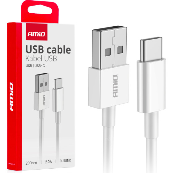 AMiO ������� �������� ��� ��������� ��������� Usb �� USB-C 200cm 2A ����� ���� - 1 ���. - (03894)
