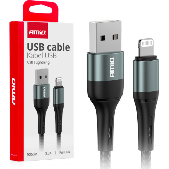 AMiO ������� �������� ��� ��������� ��������� ��� Usb Type A �� Apple Lighting 100CM 3A ����� ���� - 1 ���. - (03913)