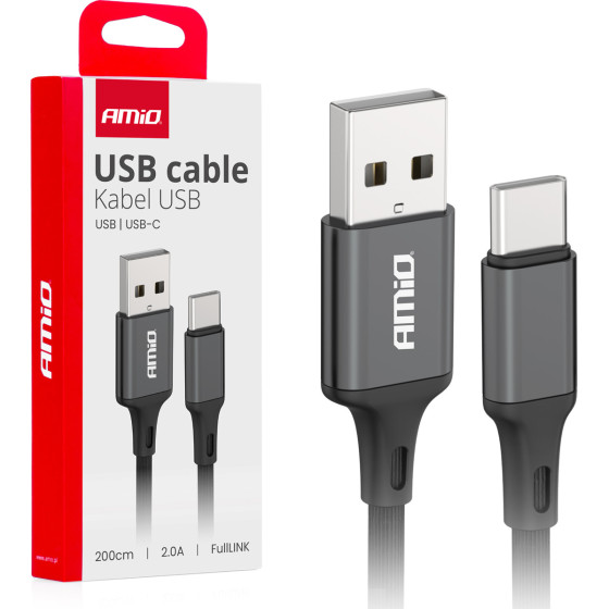 AMiO ������� �������� ��� ��������� ��������� ��� Usb Type A �� Usb Type C 200CM 2A ����� ���� - 1 ���. - (03900)