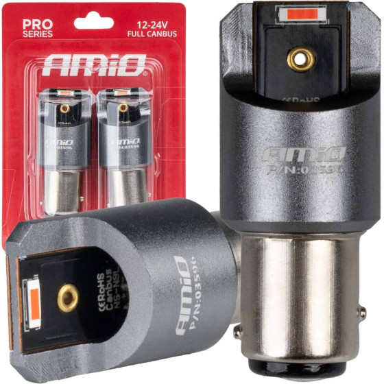 AMiO �������� P21/5W BAY15d 12/24V 6.000K 2xSmd Led Full CAN-Bus ������� Pro Series - 2 ���. - (03596)