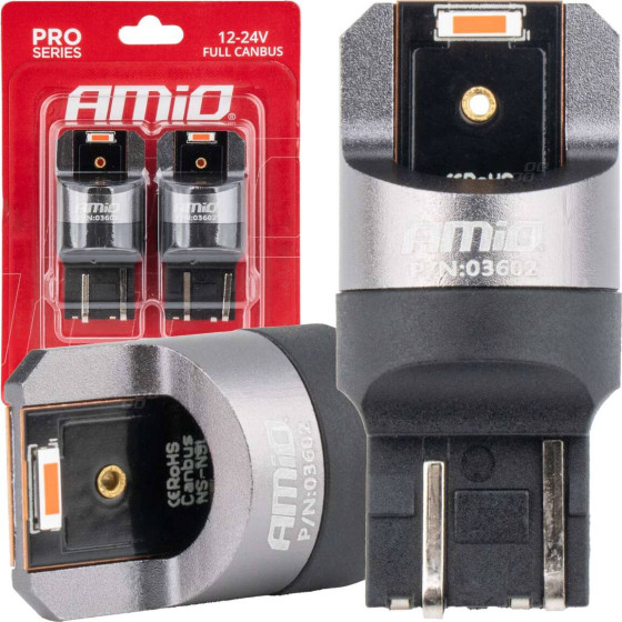 AMiO �������� W21/5W 7443 12/24V 6.000K 2xSmd Led Full CAN-Bus ������� Pro Series - 2 ���. - (03602)