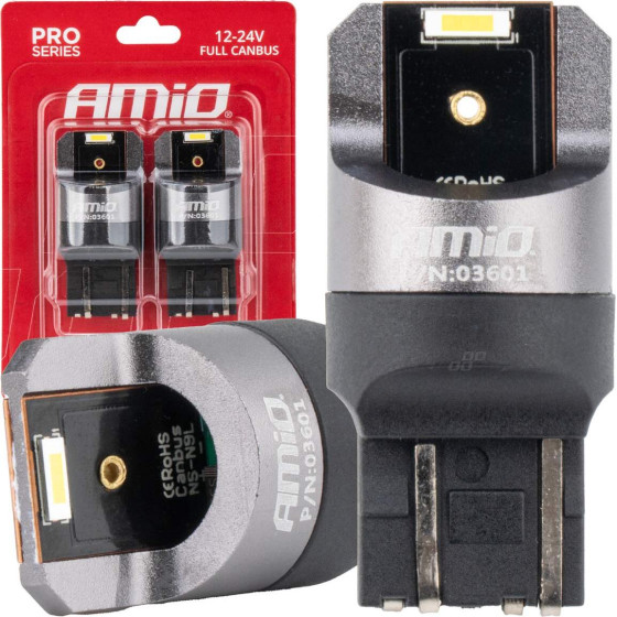 AMiO �������� W21/5W 7443 12/24V 6.000K 2xSmd Led Full CAN-Bus ����� Pro Series - 2 ���. - (03601)