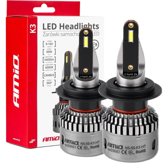 AMiO ������ H7 9 16V 6.000K 5.400lm 60W K3 Series Led CAN-BUS(�� ������) - 2 ���. - (03683)