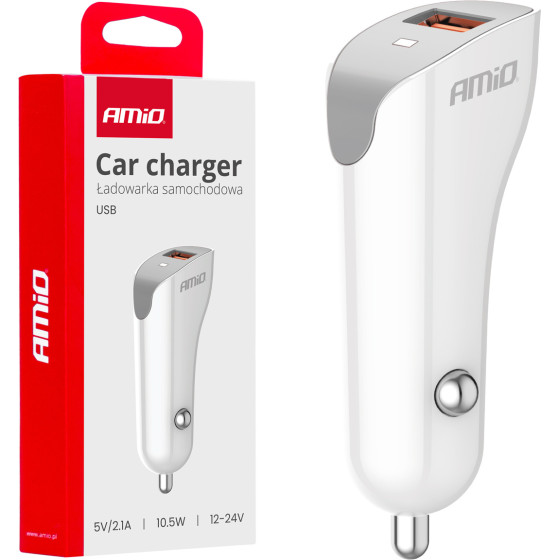 AMiO ��������� �������� 12/24V �� 1 ���� Usb 10.5W 5V/2.1A ������ - 1 ���. - (03873)