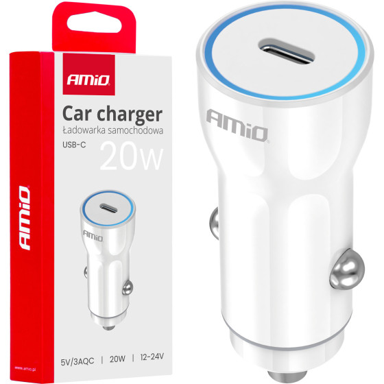 AMiO ��������� �������� 12/24V �� 1 ���� USB-C 20W 5V/3AQc ������� �������� ������ - 1 ���. - (03880)