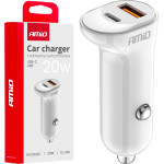 AMiO ��������� �������� 12/24V �� 2 ����� USB-C+Usb 20W 5V/3AQc ������� �������� ������ - 1 ���. - (03875)