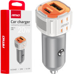 AMiO ��������� �������� 12/24V �� 2 ����� USB-C+Usb 20W 5V/3AQc ������� �������� ������ - 1 ���. - (03882)