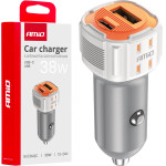 AMiO ��������� �������� 12/24V �� 2 ����� USB-C+Usb 38W 5V/3AQc ������� �������� ������ - 1 ���. - (03883)