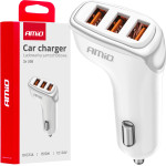 AMiO ��������� �������� 12/24V �� 3 ����� 3xUsb 15.5W 5V/3.1A ������ - 1 ���. - (03885)