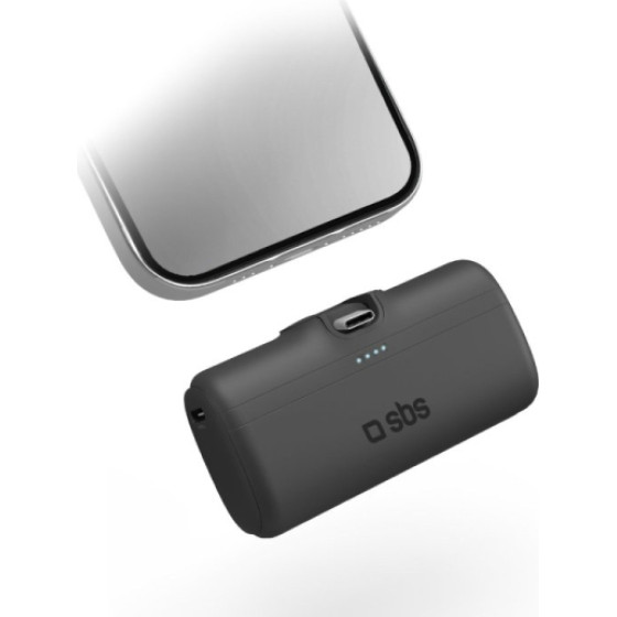 SBS Powerbank Mini 5000 Mah Type C 12W Black - (BB5000PLUGCK)