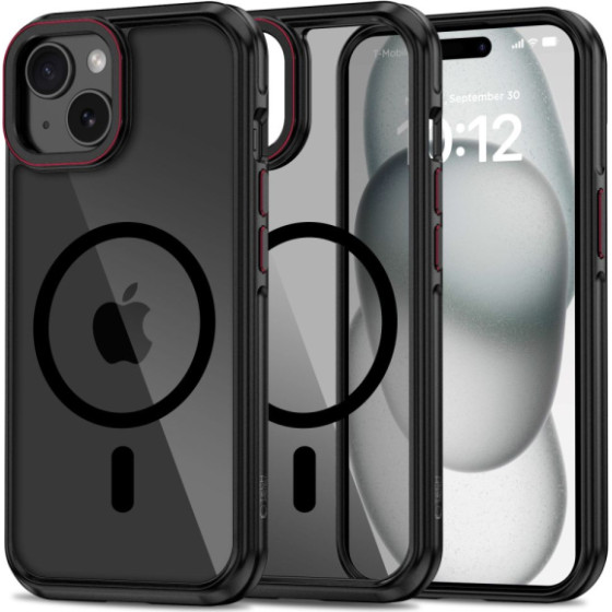 Tech-Protect Maghybrid Case Iphone 15 Black Red Backcover - (TPMHIP15BR)