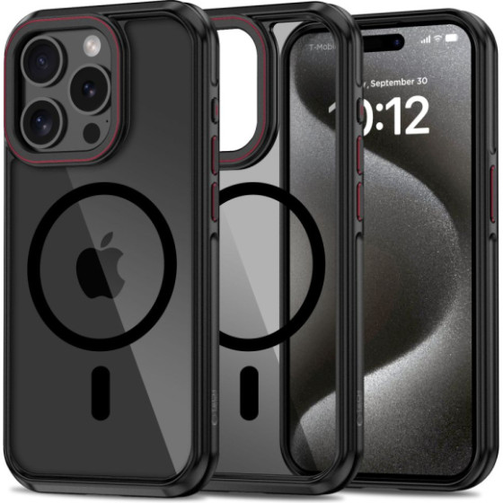 Tech-Protect Maghybrid Case Iphone 15 Pro Black Red Backcover - (TPMHIP15PBR)