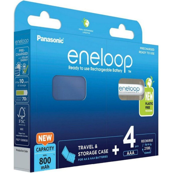 Panasonic Eneloop & Storage Case ����������������� ��������� Aaa Ni-Mh 800mAh 1.2V 4��� - (37462028)