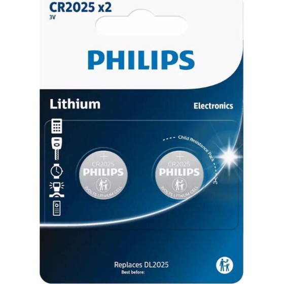 Philips �������� ������ Blister 2���. 150mAh 3V - (CR2025P2/01GRS)