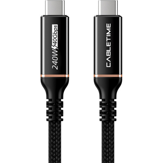 Cabletime ������� USB-C �� USB-C CT-USB4, 240W, 40Gbps, 8K/60Hz, USB4, 1m, ����� - (CT-USB4-AB1)