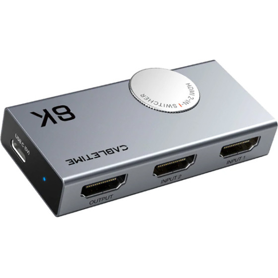 Cabletime Hdmi Switch 2 �� 1, 8K/60Hz, 4K/120Hz, ���� - (CT-HS8K2-AG)