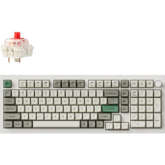 Keychron Q5 Max QMK/Via Wireless Custom Mechanical White Keyboard-Red Switch Us Layout - (Q5M-P1)
