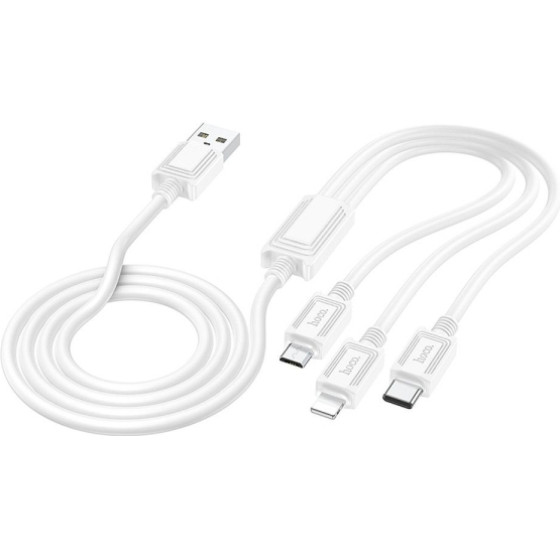 Hoco Data Cable X76 3 In 1 Type C | Lightning | Micro Usb 1m 2� White - (HOCOX76W)