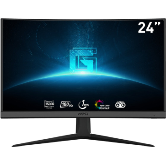 MSI Monitor Gaming Curved Va FHD, 24'', 16:9, 250CD/M2, 3000:1, 1MS, 180HZ, 1920x1090, 2xHDMI/ 1xDP/ Hp OUT, BLACK, 3YW - (G24C6 E2)