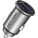 Vention 2-Port Usb (A+A) Car Charger (30W/30W) Gray Mini Style Aluminium Alloy Type - (FFEH0)