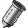 Vention 2-Port Usb (A+C) Car Charger (18W/20W) Gray Mini Style Aluminium Alloy Type - (FFBH0)