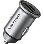 Vention 2-Port Usb (A+C) Car Charger (18W/20W) Gray Mini Style Aluminium Alloy Type - (FFBH0)