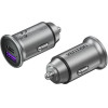 Vention 2-Port Usb (A+C) Car Charger (30W/30W) Gray Mini Style Aluminium Alloy Type - (FFFH0)