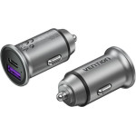 Vention 2-Port Usb (A+C) Car Charger (30W/30W) Gray Mini Style Aluminium Alloy Type - (FFFH0)