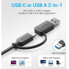 Vention 4-Port Usb 3.0 Hub With Type-C & Usb 3.0 2-in-1 Interface And Power Supply 0.15M Black Abs Type - (CHTBB)