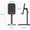 Vention Height Adjustable Desktop Smartphone Stand Black Aluminum Alloy Type - (KCQB0)