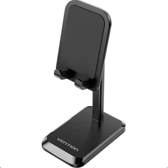 Vention Height Adjustable Desktop Smartphone Stand Black Aluminum Alloy Type - (KCQB0)