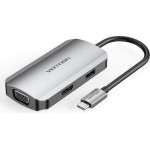 Vention Type-C To HDMI/Usb 3.0*3/RJ45/SD/TF/Trrs 3.5mm/Pd 100W Docking Station 0.15M Gray Aluminum Alloy Type - (TOLHB)