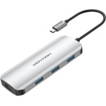 Vention Type-C To HDMI/Usb 3.0*3/SD/TF/Pd 100W Docking Station 0.15M Gray Aluminum Alloy Type - (TOJHB)