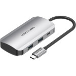 Vention Type-C To Usb 3.0x4/Pd 100W Hub 0.15M Gray Aluminum Alloy Type - (TNBHB)