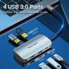 Vention Type-C To Usb 3.0x4/Pd 100W Hub 0.15M Gray Aluminum Alloy Type - (TNBHB)