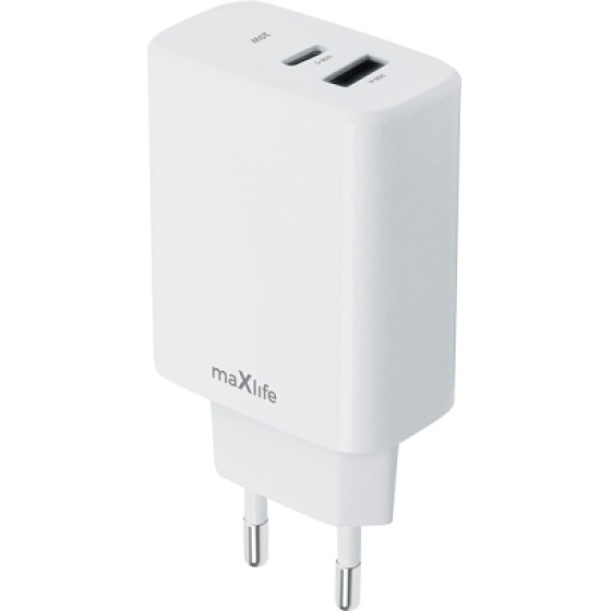 Maxlife Travel Charger Pd Qc 1 Port Type C 1 Port Usb 20W White - (MXTC-10-20AC)