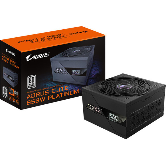 Gigabyte Power Supply Aorus Elite P850W Fully Modular 80+Plus Platinum 100% Japanese Capacitors, Pcie Gen 5.0 Graphics Card Support - (GP-AE850PM PG5)