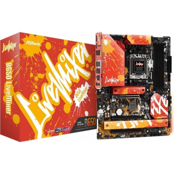 Asrock B650 LiveMixer Motherboard ATX �� AMD AM5 Socket - (90-MXBJ50-A0UAYZ)