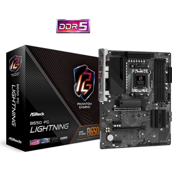 Asrock B650 PG Lightning Motherboard ATX �� AMD AM5 Socket - (90-MXBK20-A0UAYZ)