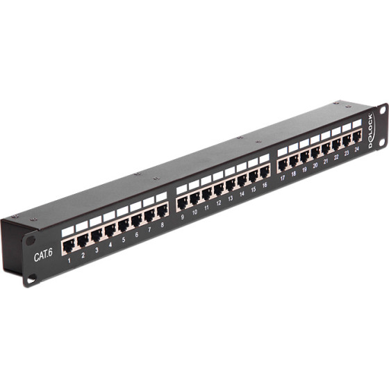 DeLock Patch Panel 19''/1U, Cat 6, 24x Coupler RJ45 ports, ����� - (43295)