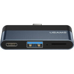 Usams Usb Hub US-SJ491 �� Card reader, 2x �����, 5Gbps, 60W, USB-C, ���� - (SJ491HUB01)