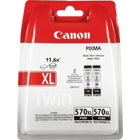 Canon ������ Inkjet PGI-570BKxl Black Twin Pack (0318C007AA) (CANPGI-570BKTP) - (0318C007)