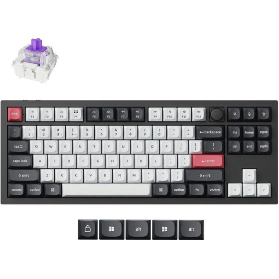 Keychron Q3 He Qmk Wireless Custom Hall Effect Keyboard Purple Switch 80% Us Layout - (Q3H-M1)