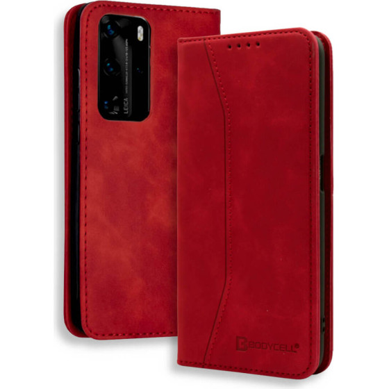 Bodycell Book Case Pu Leather Huawei P40 Pro Red - (04-00558)